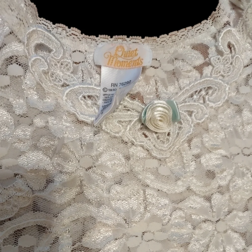 Vintage 1996 Richard Leeds Quiet Moment Nightgown Lace Cream Ladies Med Granny